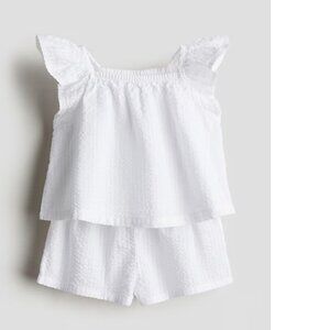 H&M 2-piece Set Top & Shorts White Baby 9-12M